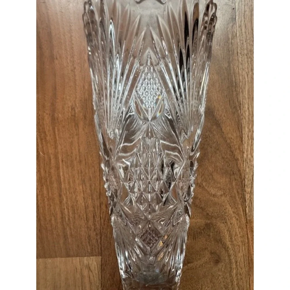 Antique McKee Crystal‎ Glass CHAMPION Clear Trumpet Flower Bud Vase 13
